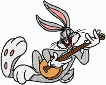 Bugs Bunny sing your favorite songs on the banjo embroidery design